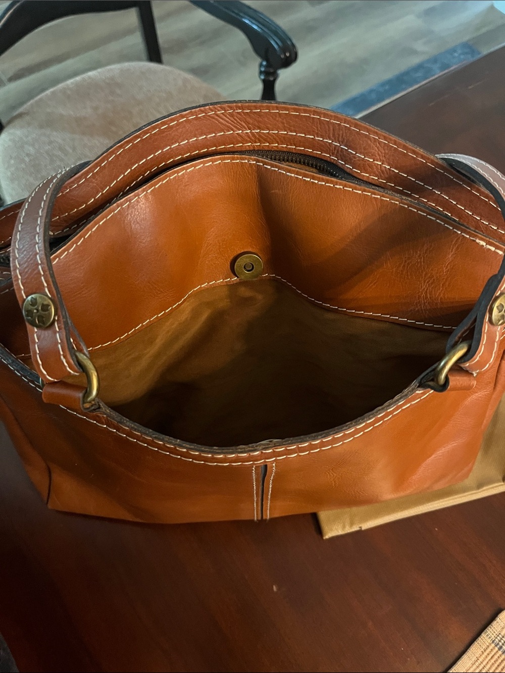 Patricia Nash Poppy Tote Chestnut Tan Brown Leather Bag - Picture 6 of 9